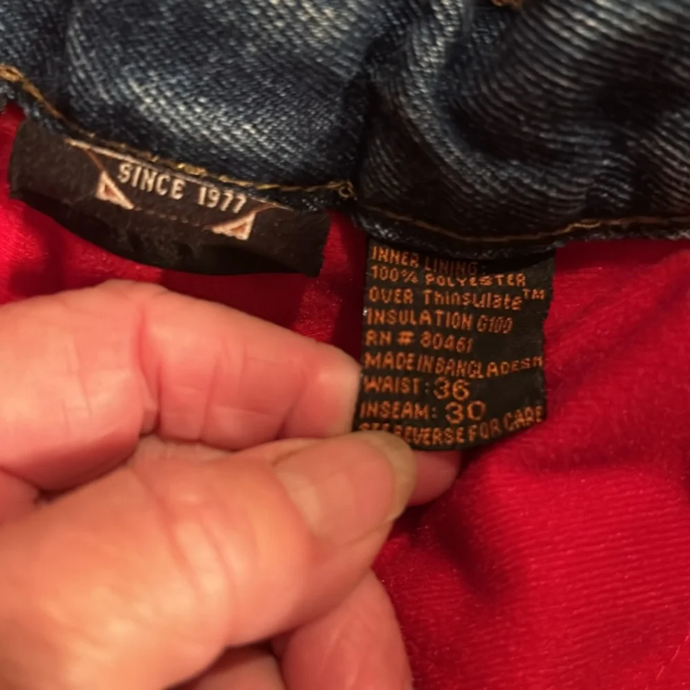 Guide Gear sz 36x30 Dual Layer, Red Thinsulate Insulation, Lined Jeans. - Picture 10 of 11